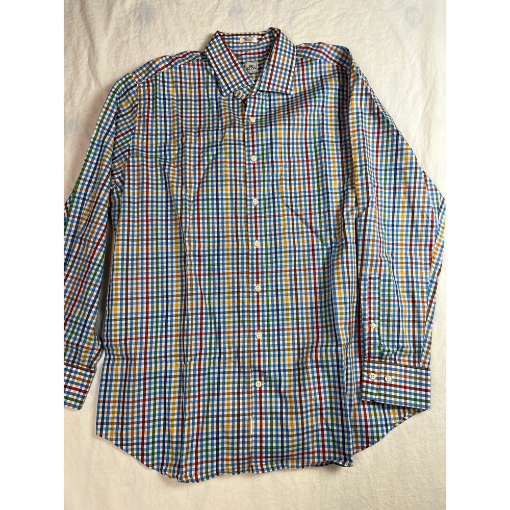 Peter Millar‎ Mens XL Long Sleeve Button Down Shirt Multicolor Tattersall Check